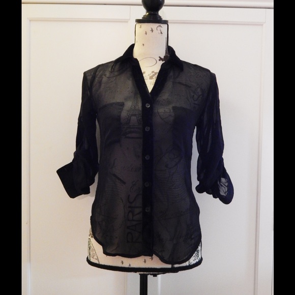 Wet Seal Tops - Sheer Black High Low Blouse Sz XS Wet Seal Tops - Sheer Black High Low Blouse Sz XS