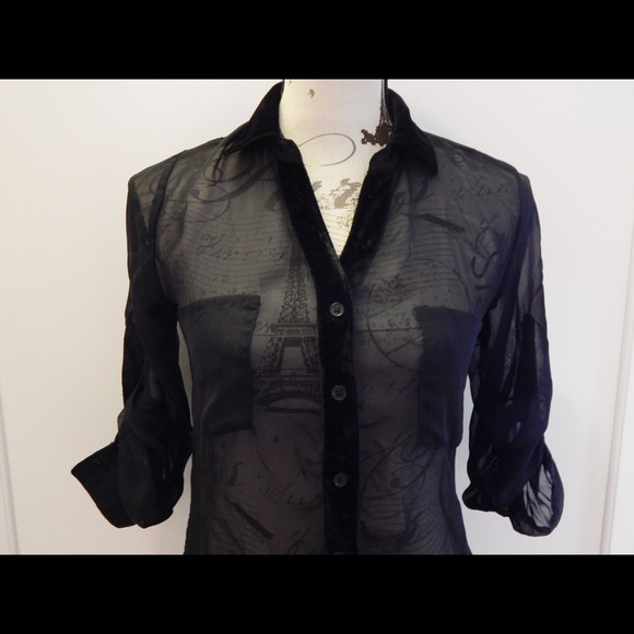 Wet Seal Tops - Sheer Black High Low Blouse Sz XS Wet Seal Tops - Sheer Black High Low Blouse Sz XS