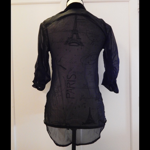 Wet Seal Tops - Sheer Black High Low Blouse Sz XS Wet Seal Tops - Sheer Black High Low Blouse Sz XS