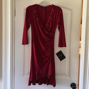 Burgundy ruched dress perfect for the holidays