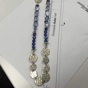 Lia Sophia 19 inch Blue and Silver Finish Necklace