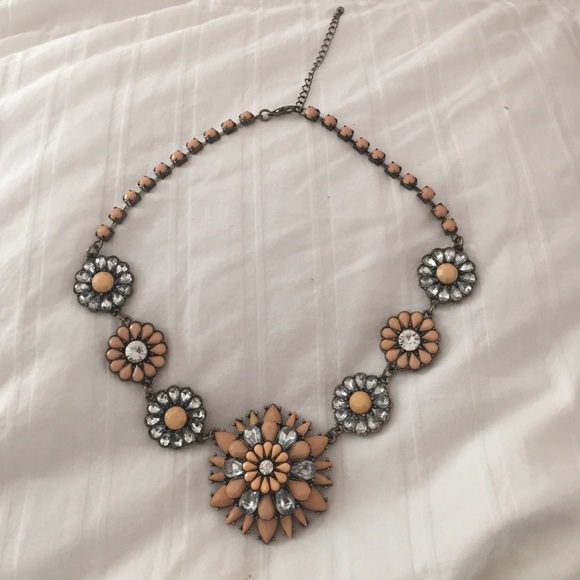 Statement Necklace with camel & clear rhinestones