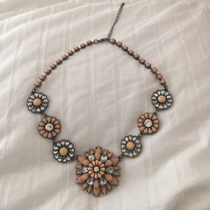 Statement Necklace with camel & clear rhinestones