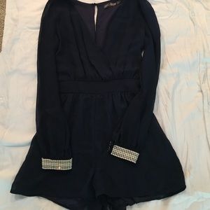Navy long sleeve romper