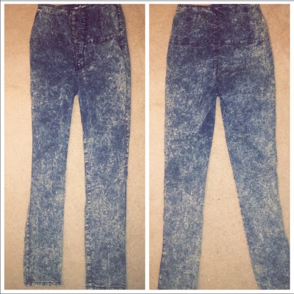 Acid washed high waist jeggings