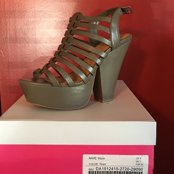 JustFab "Mayla" heels in taupe