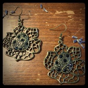 Bronze Flower Petal Earrings