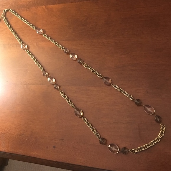 Pretty Loft Gold Necklace with Pink/Amber Beads
