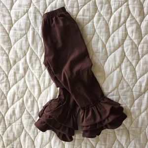 Knit Brown Triple Ruffle Boutique Pants