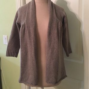 100% cashmere 3/4 sleeve open front sweater