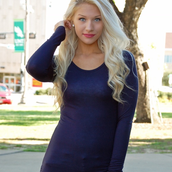 💥RESTOCKED S-L Navy Long Sleeve Tunic Top - Picture 2 of 4