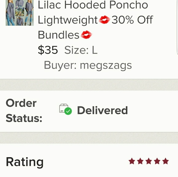 ⛄️Lilac Hooded Poncho Lightweight - Picture 4 of 4