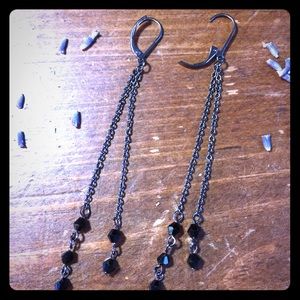 Black Beaded Chandelier Earrings