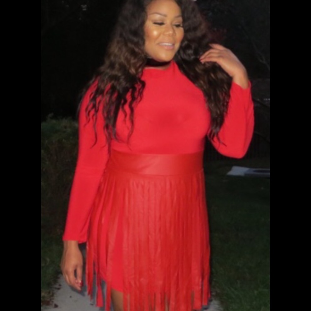 Plus size Fierce Red fringe dress