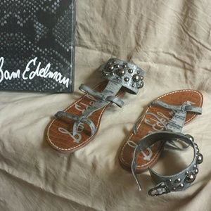 Sam Edelman Gada Grey Snake, Studded