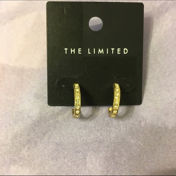 Gold rhinestone hoops earrings.