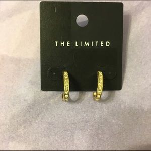 Gold rhinestone hoops earrings.
