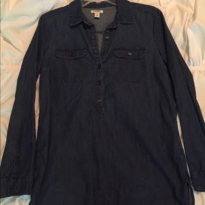Denim popover tunic