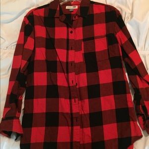 Buffalo plaid oversized button-down shirt