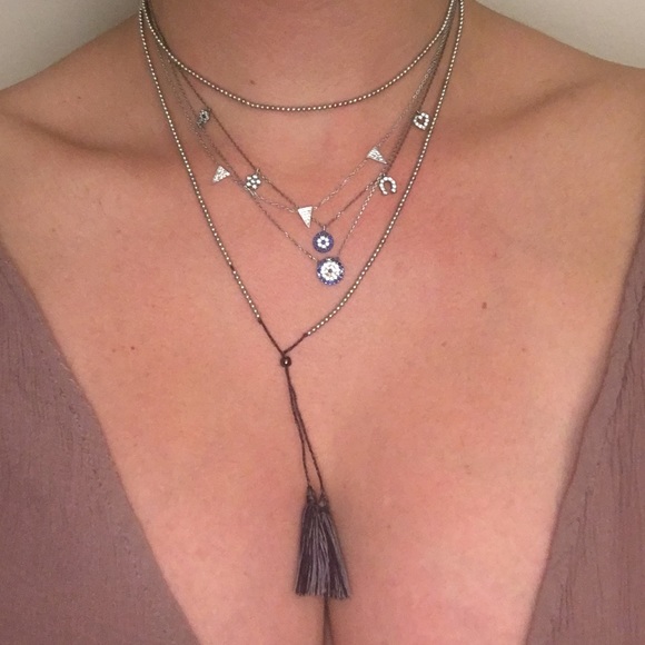 Multi charm/ necklace silver dipped layering set