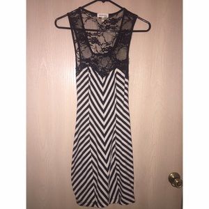 Black lace chevron pattern dress