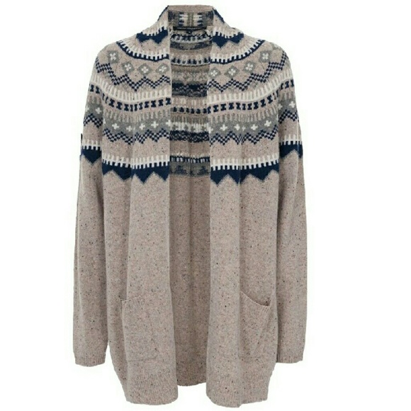 FRENCH CONNECTION Fair Isle Wool Belted Cardigan