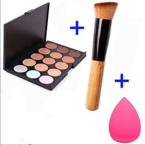 15 COLOR CONCEALER PALETTE + SPONGE + BRUSH