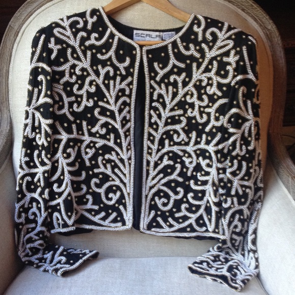 Vintage 80's beaded silk crop jacket.