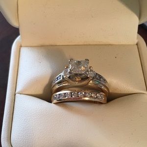 Engagement ring and wedding band.