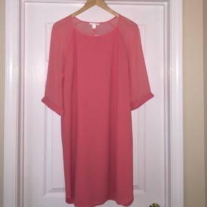Pink dress with sheer sleeves