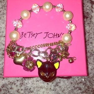 Betsey Johnson Black Cat Rhinestone bracelet