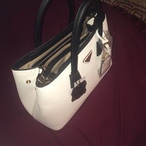 Saffiano leather medium satchel with ID tag