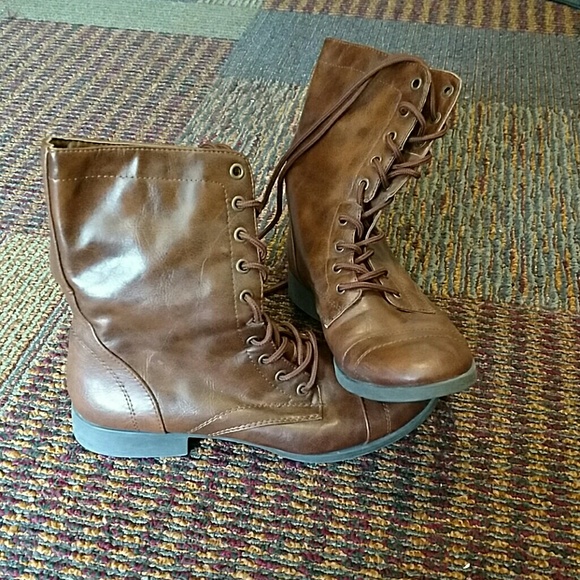 Brown combat boots