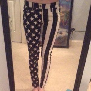black/white stars/stripes flag jeans