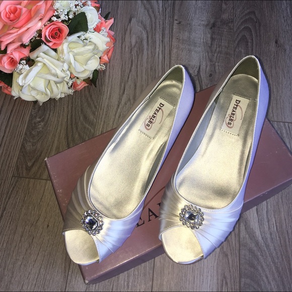 Annette White Satin Peep Toe Shoes