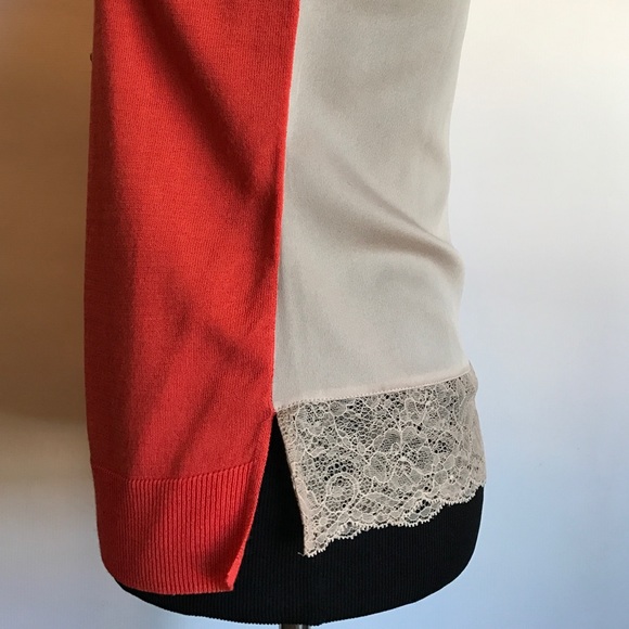 Ann Taylor Tops - Ann Taylor orange and beige color block knit top Ann Taylor Tops - Ann Taylor orange and beige color block knit top