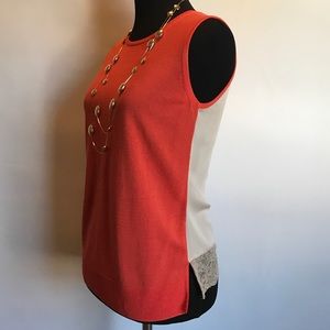Ann Taylor Tops - Ann Taylor orange and beige color block knit top Ann Taylor Tops - Ann Taylor orange and beige color block knit top