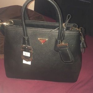 Saffiano medium leather satchel with ID tag