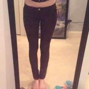 black/red skinny jeans, size 3