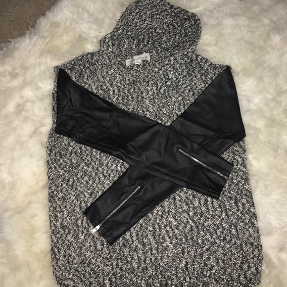Sweater with faux leather sleeves size small