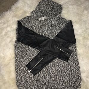 Sweater with faux leather sleeves size small