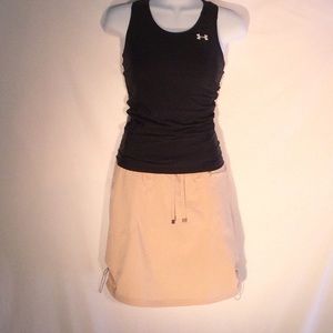Green Tea ripstop khaki mini skort/ruchable/pocket