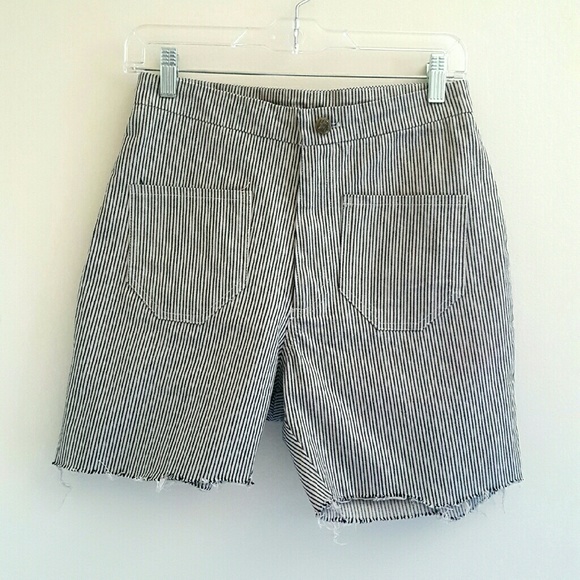 Lykke Wullf Pinstripe High-waisted Cutoff Shorts