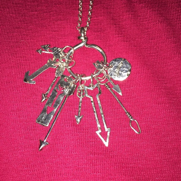 Arrow long silver statement necklace boho gypsy - Picture 2 of 4