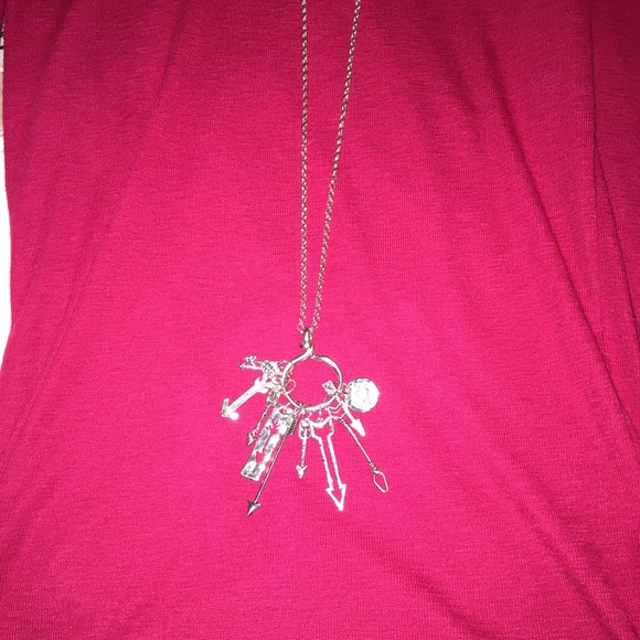 Arrow long silver statement necklace boho gypsy - Picture 3 of 4