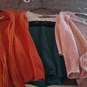 2 cardigans and a dress shirt