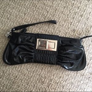 Black vegan leather clutch