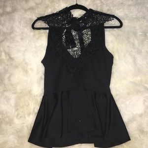 Black peplum top size small