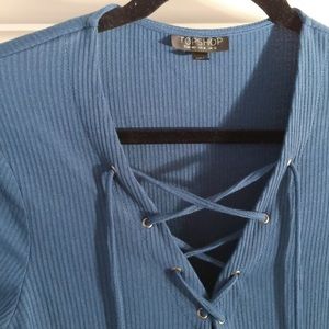 Lace up short sleeve top