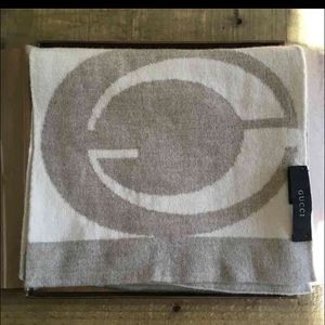 Gucci Logo G Wool Scarf- Beige & Cream